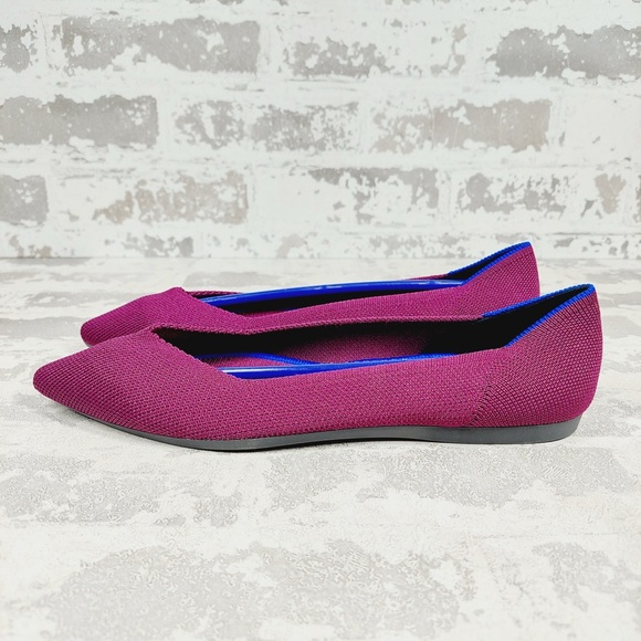 NEW Rothy's The Flat Purple Knit Pointy Toe Slip On Comfy Loafers E444